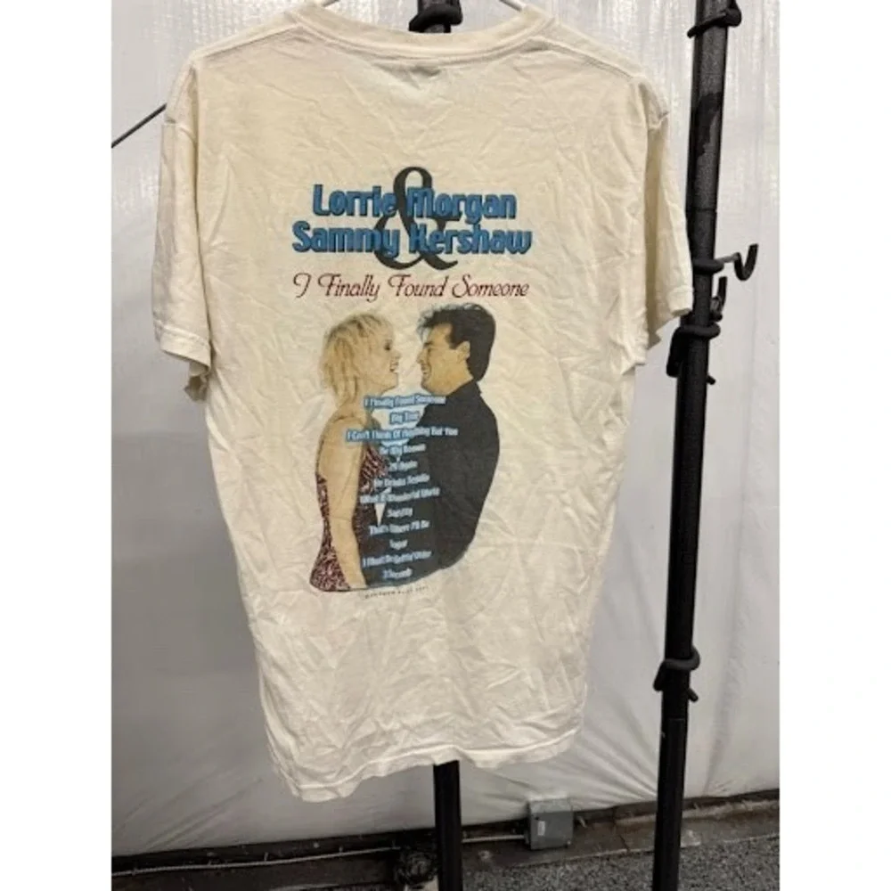 Vintage 2001 Lorrie Morgan Sammy Kershaw Concert T-Shirt Tour Delta Medium Cream